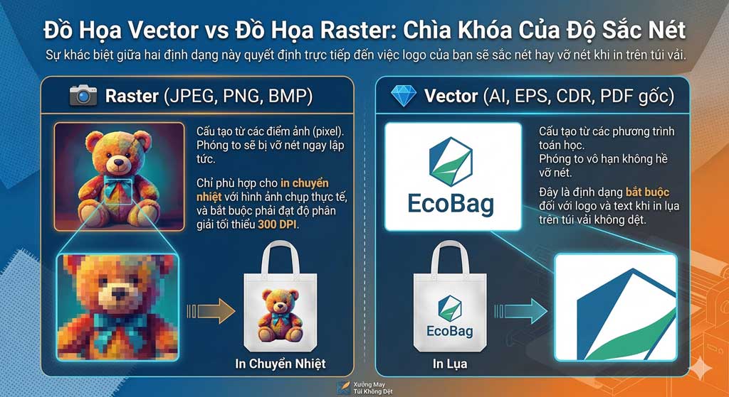 Cách Thiết Kế File In Túi Vải Chuẩn Cho Xưởng May: Hệ Màu CMYK, Vector Và Những Lỗi Cần Tránh Cách Thiết Kế File In Túi Vải Chuẩn Cho Xưởng May: Hệ Màu CMYK, Vector Và Những Lỗi Cần Tránh