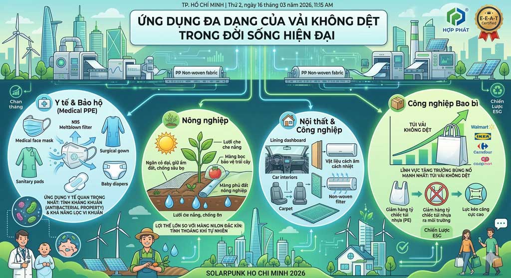 🧵 Vải Không Dệt Là Gì? Giải Mã Chất Liệu "Xanh" Đang Thay Đổi Ngành Bao Bì 🧵 Vải Không Dệt Là Gì? Giải Mã Chất Liệu "Xanh" Đang Thay Đổi Ngành Bao Bì