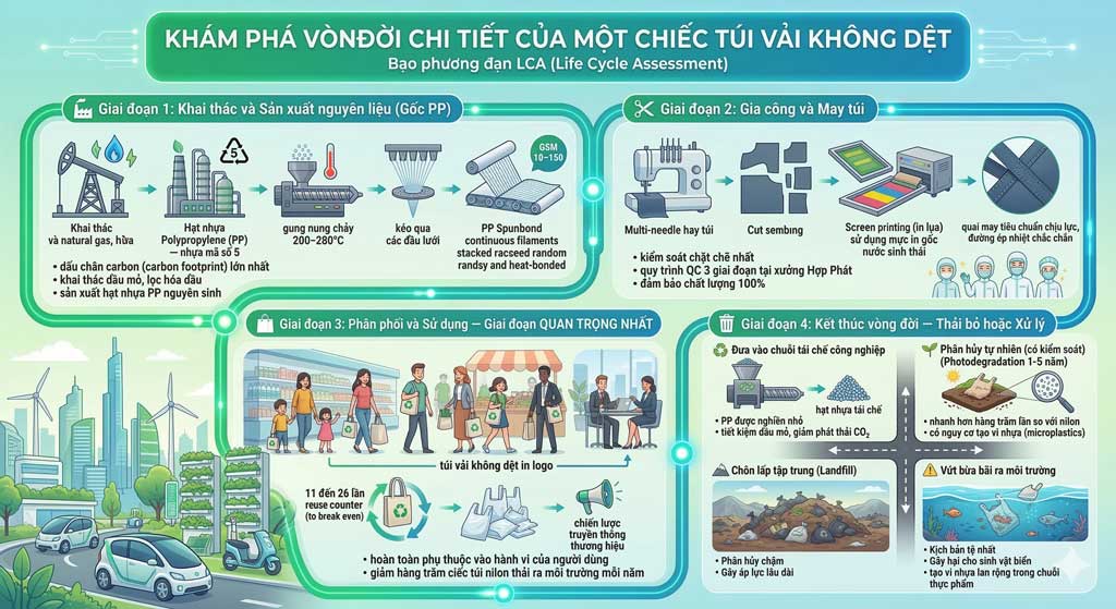 ♻️ Vòng Đời Túi Vải Không Dệt & Cách Tái Chế Hiệu Quả: Hướng Dẫn Toàn Diện ♻️ Vòng Đời Túi Vải Không Dệt & Cách Tái Chế Hiệu Quả: Hướng Dẫn Toàn Diện
