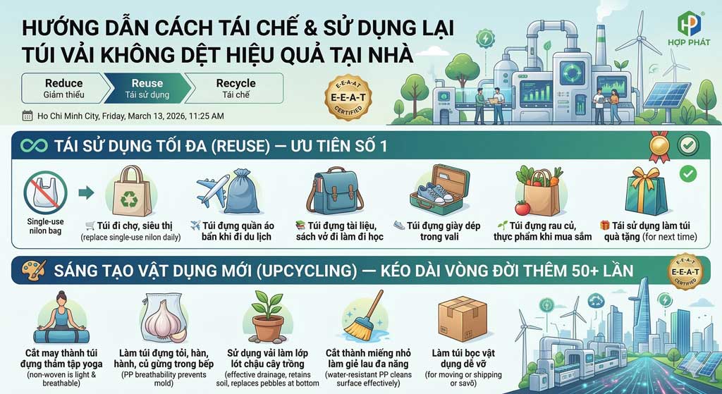 ♻️ Vòng Đời Túi Vải Không Dệt & Cách Tái Chế Hiệu Quả: Hướng Dẫn Toàn Diện ♻️ Vòng Đời Túi Vải Không Dệt & Cách Tái Chế Hiệu Quả: Hướng Dẫn Toàn Diện