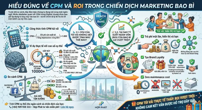 📊 CPM Của Túi Vải Không Dệt: Tại Sao ROI Cao Hơn Quảng Cáo Số? 📊 CPM Của Túi Vải Không Dệt: Tại Sao ROI Cao Hơn Quảng Cáo Số?