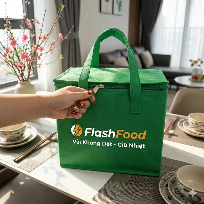 Túi Giữ Nhiệt Vải Không Dệt Cho App Giao Đồ Ăn: Giữ Nóng Thực Phẩm 45 Phút Túi Giữ Nhiệt Vải Không Dệt Cho App Giao Đồ Ăn: Giữ Nóng Thực Phẩm 45 Phút