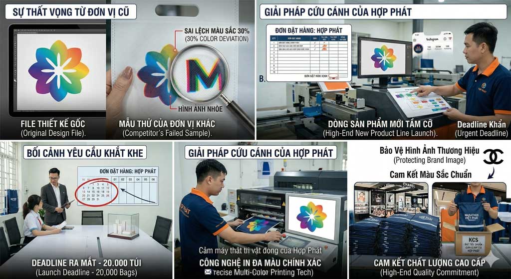 🎨 Xử L&yacute; Sai Lệch Logo 7 M&agrave;u Tr&ecirc;n T&uacute;i Vải Kh&ocirc;ng Dệt Bằng C&ocirc;ng Nghệ In Ống Đồng