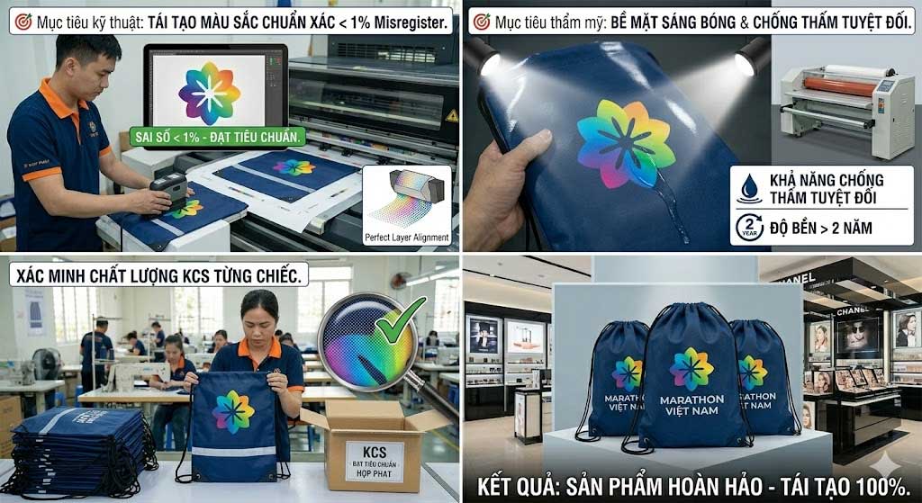 🎨 Xử L&yacute; Sai Lệch Logo 7 M&agrave;u Tr&ecirc;n T&uacute;i Vải Kh&ocirc;ng Dệt Bằng C&ocirc;ng Nghệ In Ống Đồng