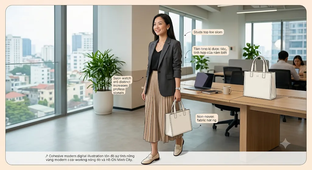 Gợi ý 5 cách phối đồ cực xinh với túi Tote vải không dệt cho dân công sở & sinh viên Gợi ý 5 cách phối đồ cực xinh với túi Tote vải không dệt cho dân công sở & sinh viên