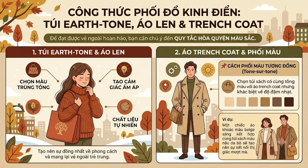 phối túi màu Earth-tone phối túi màu Earth-tone