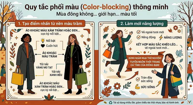 phối túi vải không dệt cùng đồ Mùa Đông