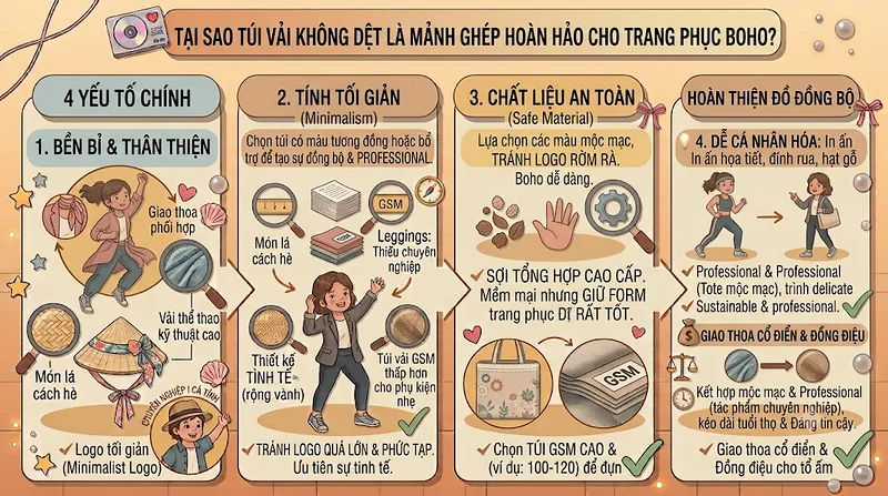 Phối đồ phong cách Boho/Bohemian: Sự kết hợp ngẫu hứng giữa túi vải không dệt & trang phục tự do Phối đồ phong cách Boho/Bohemian: Sự kết hợp ngẫu hứng giữa túi vải không dệt & trang phục tự do