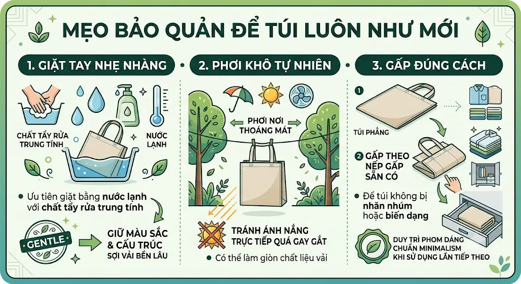 Túi vải không dệt dáng gập gọn Túi vải không dệt dáng gập gọn