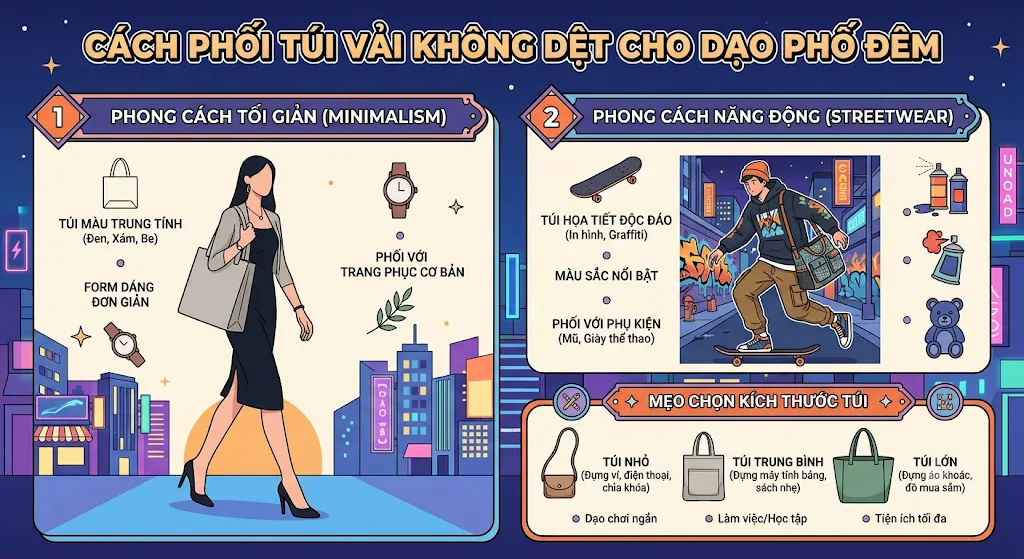 Bí quyết phối túi vải không dệt dạo phố đêm & Đi sự kiện/Festival âm nhạc - túi vải không dệt dạo phố đêm Bí quyết phối túi vải không dệt dạo phố đêm & Đi sự kiện/Festival âm nhạc - túi vải không dệt dạo phố đêm
