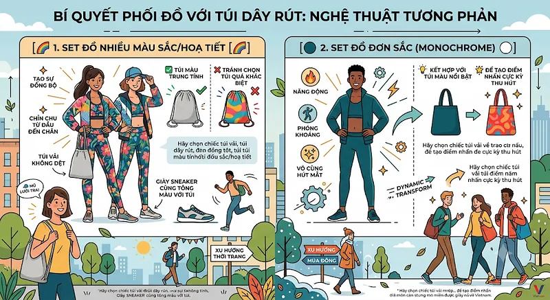 Túi vải không dệt dây rút (Drawstring Bag) - Phụ kiện hoàn hảo cho outfit thể thao & Athleisure Túi vải không dệt dây rút (Drawstring Bag) - Phụ kiện hoàn hảo cho outfit thể thao & Athleisure