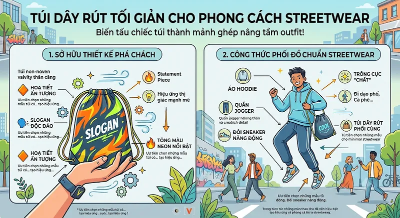 Túi vải không dệt dây rút (Drawstring Bag) - Phụ kiện hoàn hảo cho outfit thể thao & Athleisure Túi vải không dệt dây rút (Drawstring Bag) - Phụ kiện hoàn hảo cho outfit thể thao & Athleisure