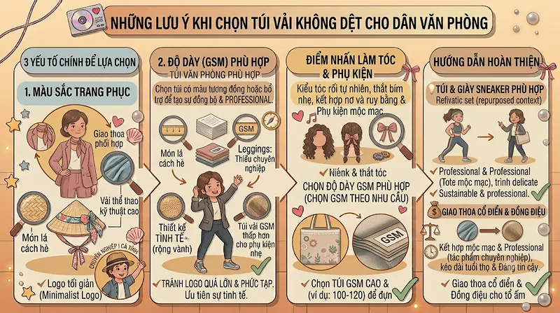 T&uacute;i vải kh&ocirc;ng dệt quai đục lỗ (Die-cut) & Outfit c&ocirc;ng sở hiện đại: Nhẹ nh&agrave;ng m&agrave; chuy&ecirc;n nghiệp - T&uacute;i vải kh&ocirc;ng dệt quai đục lỗ